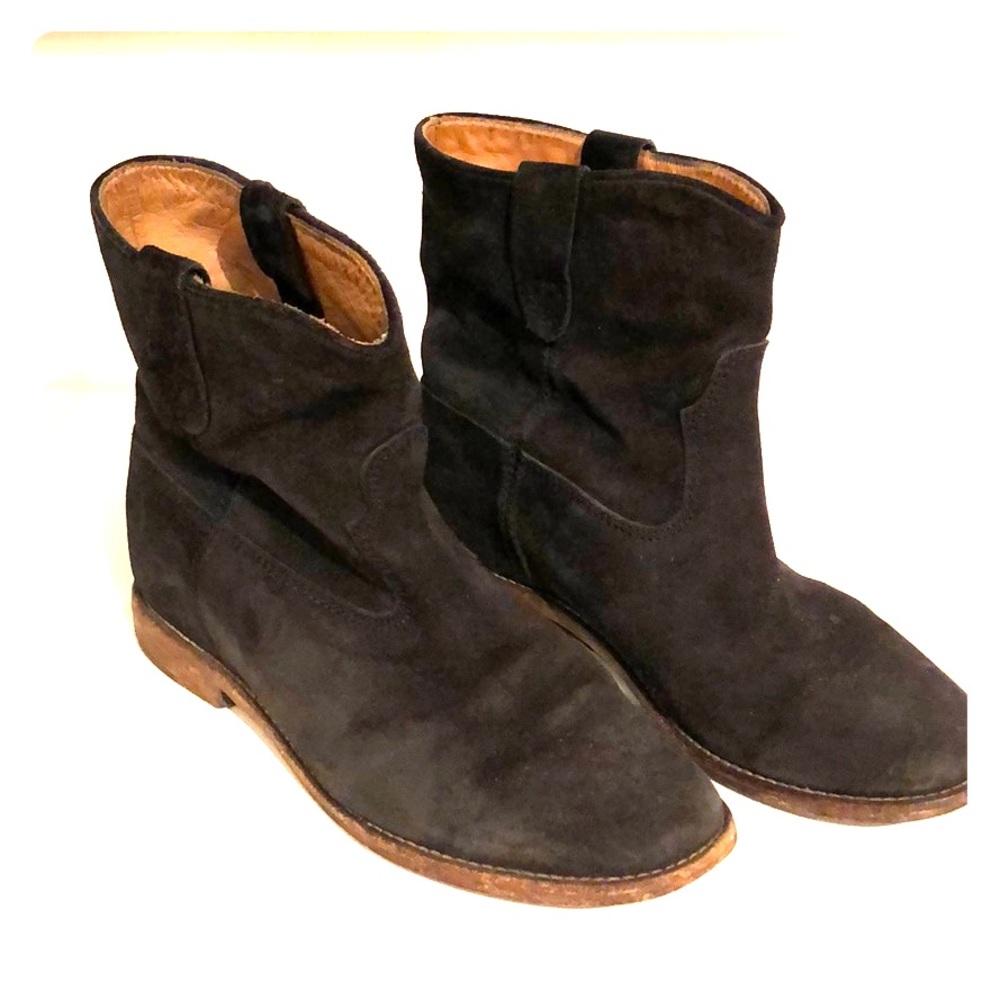 Isabelle authentic dark grey suede booties